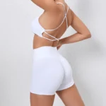 Gym Yoga Leggings Women Set 2PCS Seamless Yoga Set Sport Fitness High Waist Hip Lifting Shorts Backless Bra Training Dresses