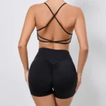 Gym Yoga Leggings Women Set 2PCS Seamless Yoga Set Sport Fitness High Waist Hip Lifting Shorts Backless Bra Training Dresses