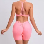 Gym Clothing Sports Suit Women Set 2 Pieces Gym Suit Training Bra Yoga Running Suit Women High Waist Leggings Cycling Shorts