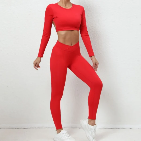 2Pieces Long Sleeves Sports Shirt Suit Women Gym Set Female Yoga Bra Running Tracksuit Workout Yoga Suit High Waist Leggings